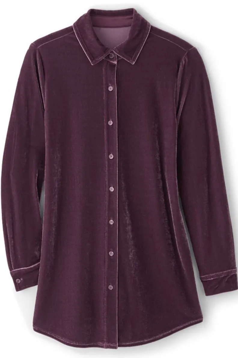 Soft Surroundings Velvet Boyfriend Tunic Shirt| Tops|Tunics & Leggings