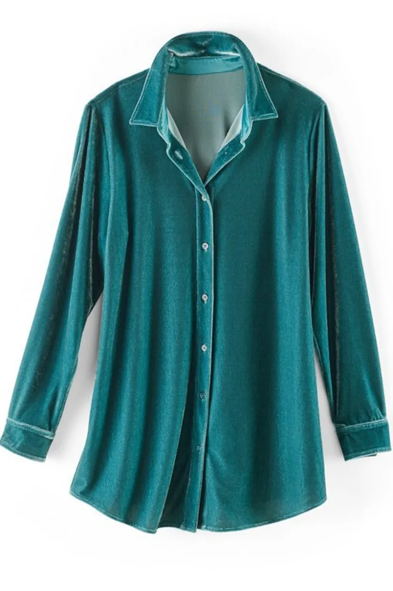 Soft Surroundings Velvet Boyfriend Tunic Shirt| Tops|Tunics & Leggings