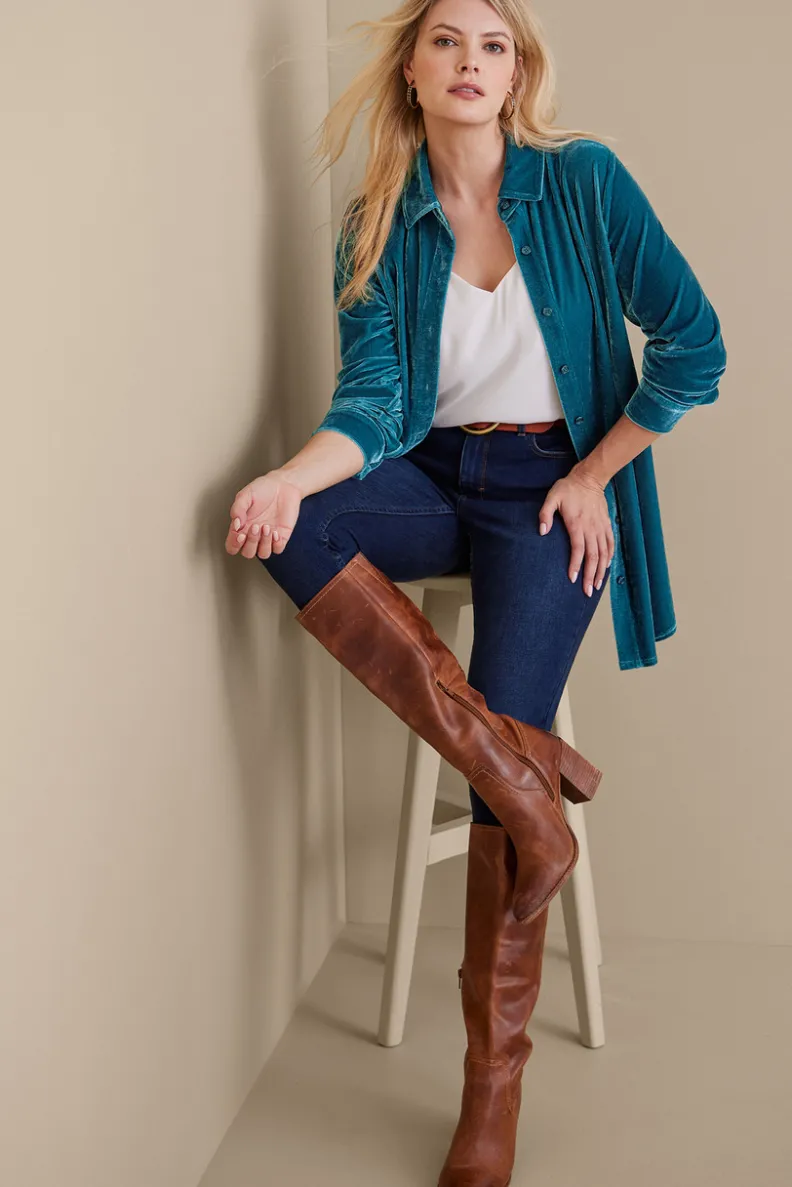 Soft Surroundings Velvet Boyfriend Tunic Shirt| Tops|Tunics & Leggings