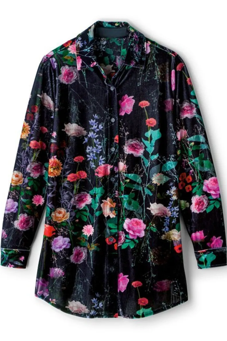 Soft Surroundings Velvet Boyfriend Tunic Shirt| Tops|Tunics & Leggings