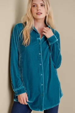 Soft Surroundings Velvet Boyfriend Tunic Shirt| Tops|Tunics & Leggings