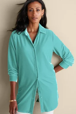Soft Surroundings Velvet Boyfriend Tunic Shirt| Tops|Tunics & Leggings