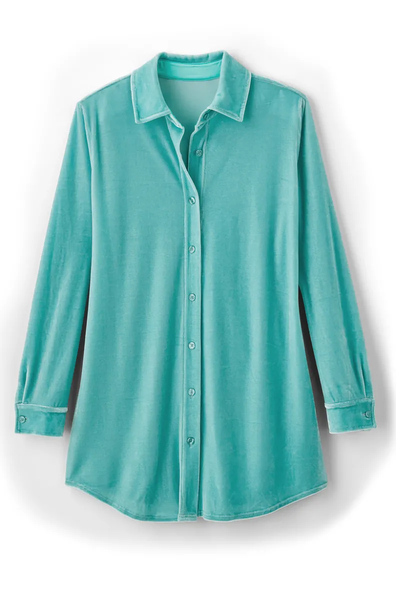 Soft Surroundings Velvet Boyfriend Tunic Shirt| Tops|Tunics & Leggings