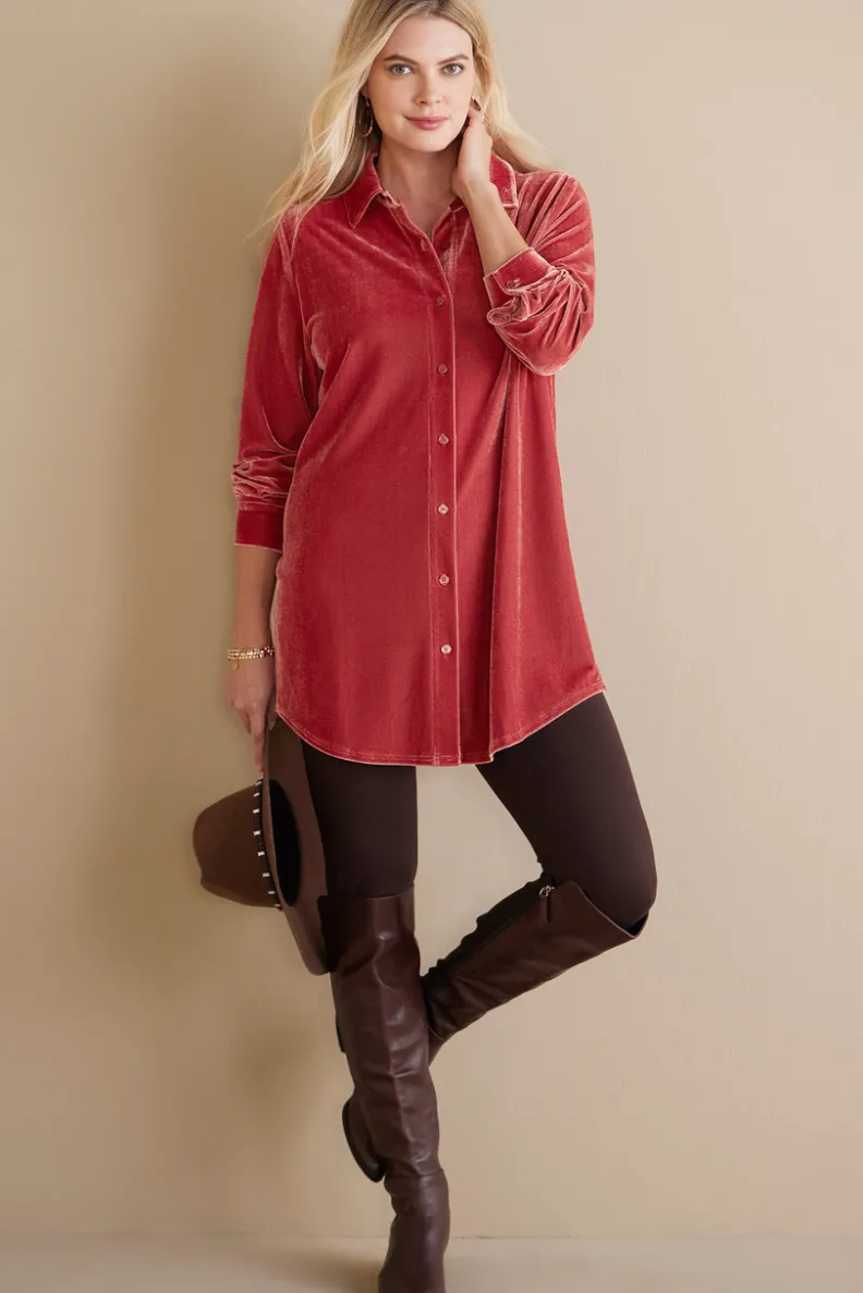 Soft Surroundings Velvet Boyfriend Tunic Shirt| Tops|Tunics & Leggings
