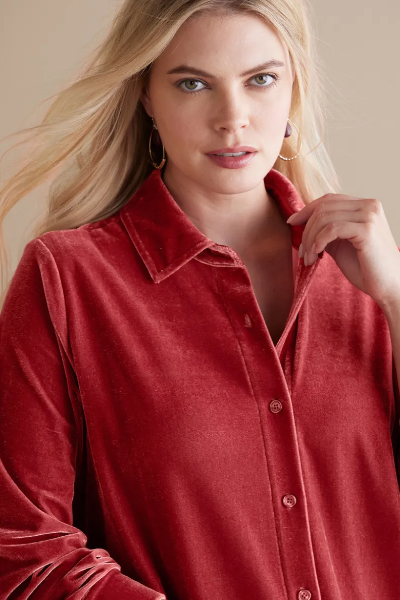 Soft Surroundings Velvet Boyfriend Tunic Shirt| Tops|Tunics & Leggings