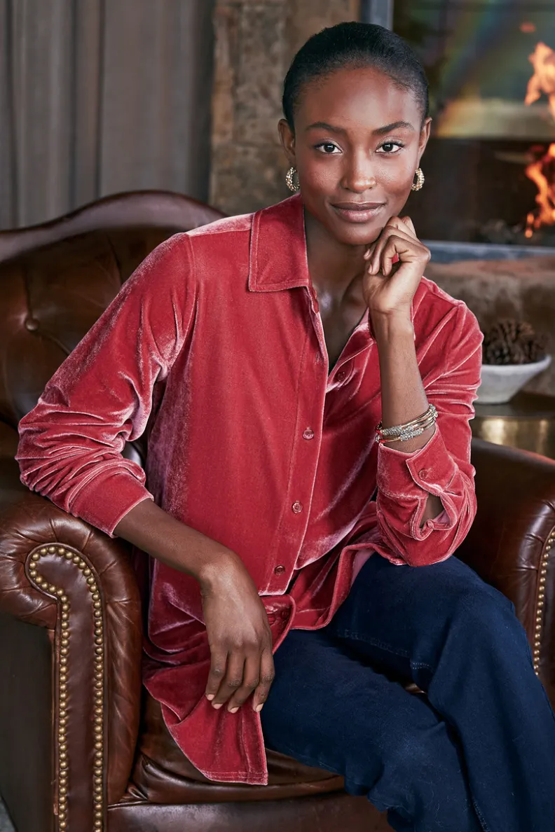 Soft Surroundings Velvet Boyfriend Tunic Shirt| Tops|Tunics & Leggings