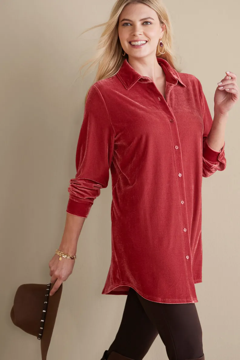 Soft Surroundings Velvet Boyfriend Tunic Shirt| Tops|Tunics & Leggings