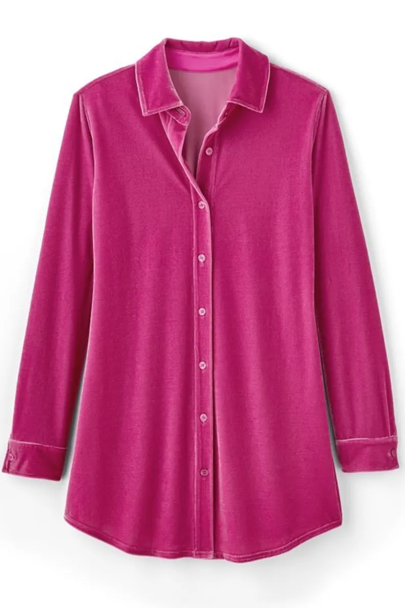 Soft Surroundings Velvet Boyfriend Tunic Shirt| Tops|Tunics & Leggings