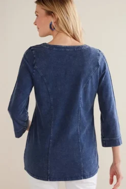Soft Surroundings Wilma Washed Knit Denim Tunic| Tops|Tunics & Leggings
